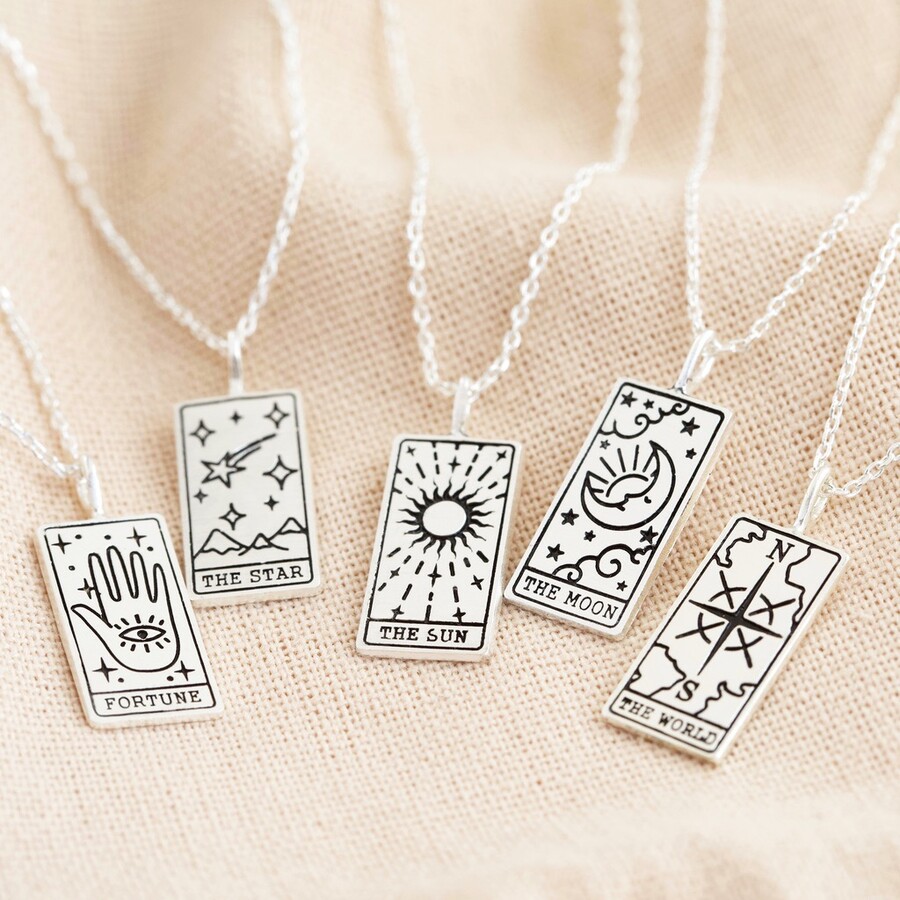 Silver Tarot Card Pendant Necklaces - A Broomstick Moment